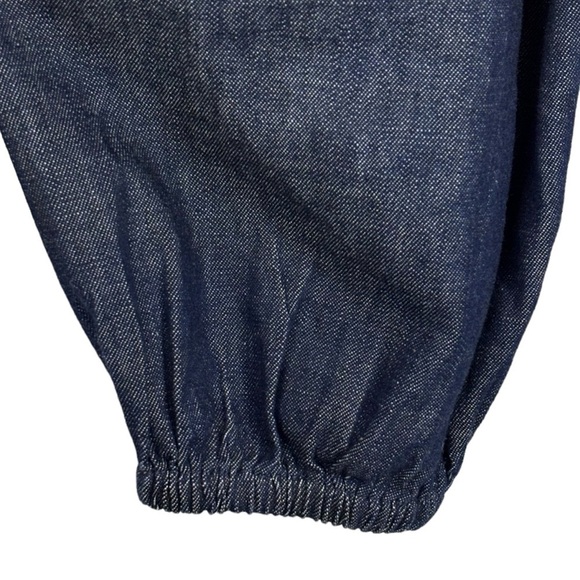 J. CREW BG118 COTTON CHAMBRAY DENIM BLUE SMOCKED PUFF SLEEVE MINI DRESS - Picture 10 of 15